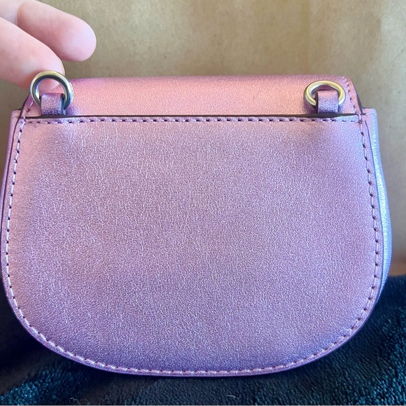 NWT Coach Metallic Pink/Purple Sparkle Suede Mini Bag - Picture 8 of 9